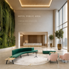 Green Curved Arc Sofa & Upholstered Bench Seating for Office Public Areas