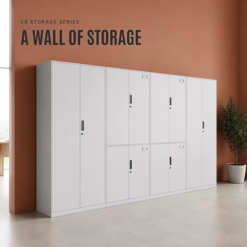 Swing Door Metal Storage Cabinet with Adjustable Shelves and Lockable Doors