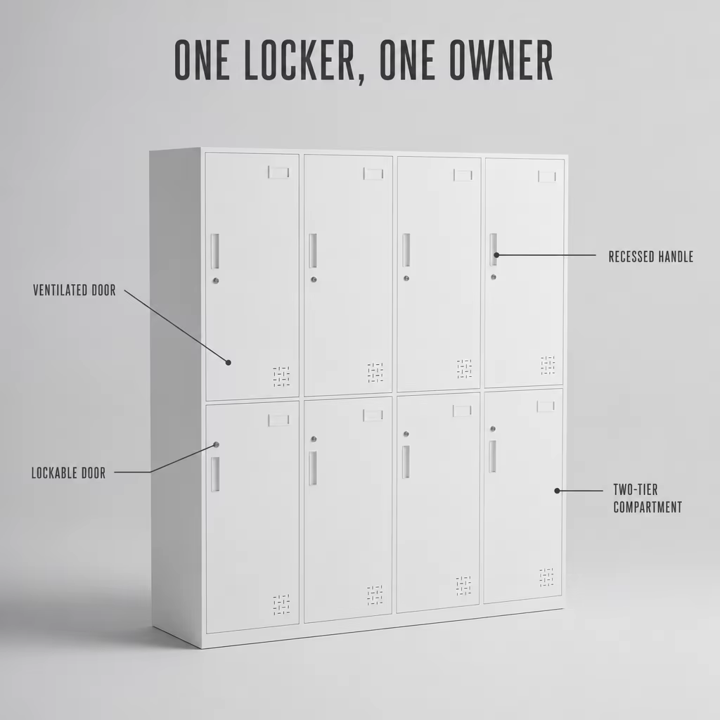Two Door Steel Wardrobe Locker for Hospital Staff Changing Rooms