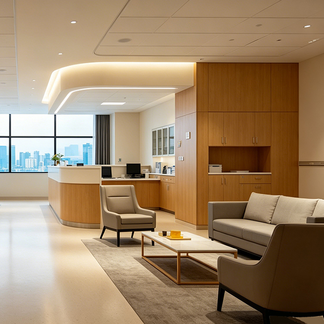 Luxury VIP Hospital Suite Furniture Set - Eco-Friendly Timber Wooden Medical Ward Beds & Patient Room Cabinets