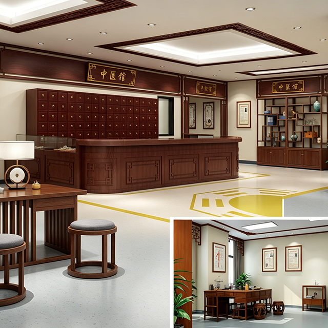 Medicine Clinic Furniture Set - Premium Traditional Chinese Solid Wood TCM Consultation Desks & Acupuncture Treatment Beds