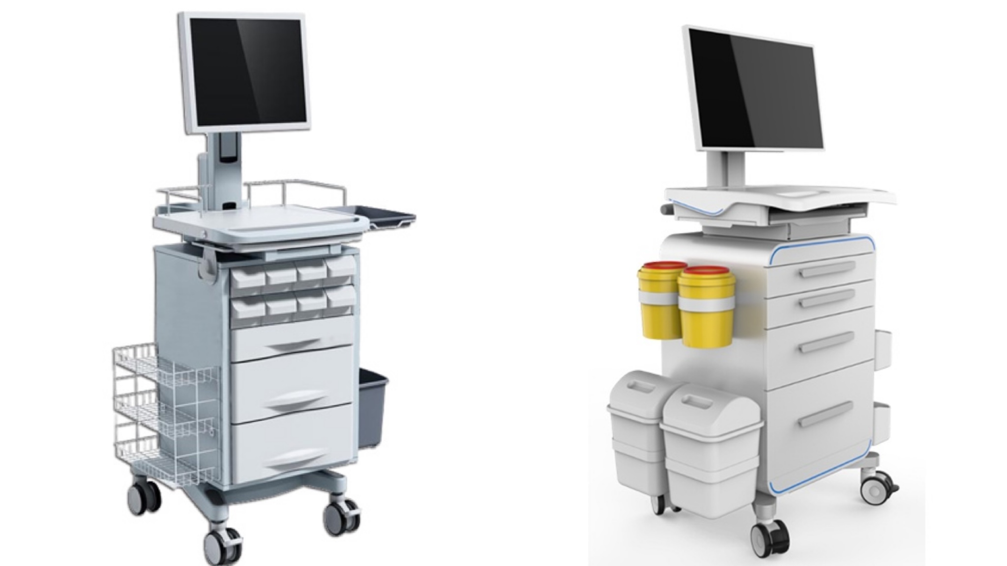 Rolling Medical Supply Computer Carts with Drawers on Wheels 
