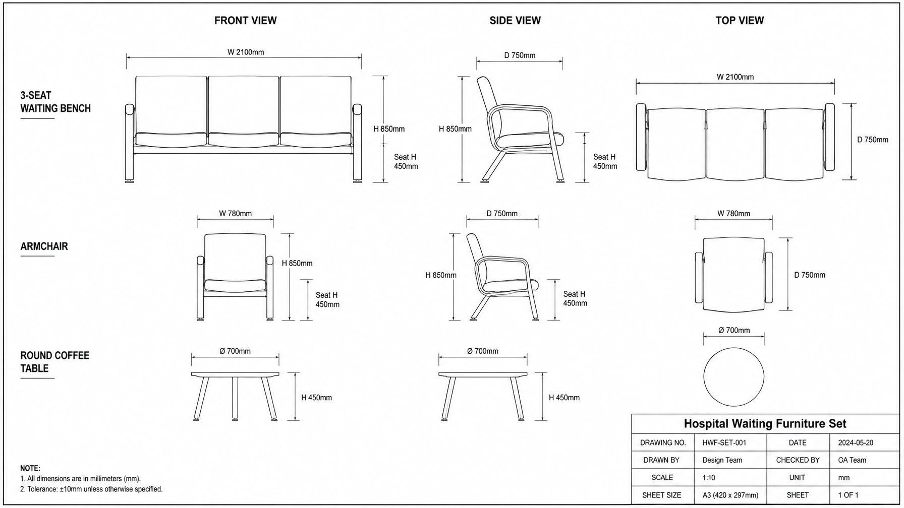 Product dimensions diagram