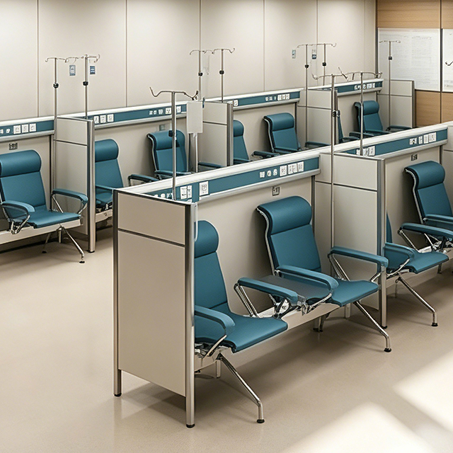 Privacy Hospital Infusion Seating with Integrated Equipment Channel and Antimicrobial Fabric