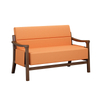 2-Seater Hospital Visitor Loveseat with Sculpted Wood Armrests | Mid-Century Medical Lounge Sofa for Clinics & Senior Living
