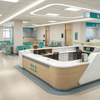 Medical Reception Desk Modern Wood Grain Nurse Station with Integrated Cable Management
