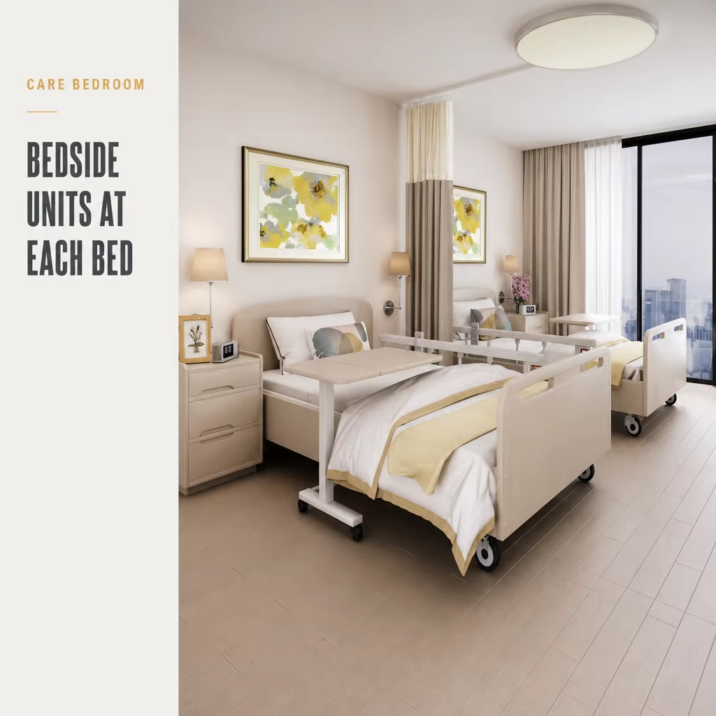 Shared Care Bedroom Furniture Set with Two Care Beds and Wardrobe