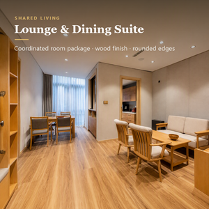Lounge and Dining Suite for Nursing Home Apartments in Wood Finish