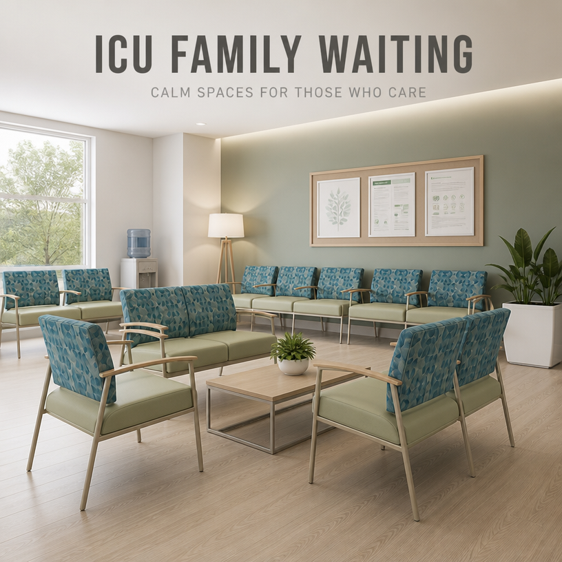 Senior Care Waiting Room Chairs with Solid Wood Armrests for Clinic Reception
