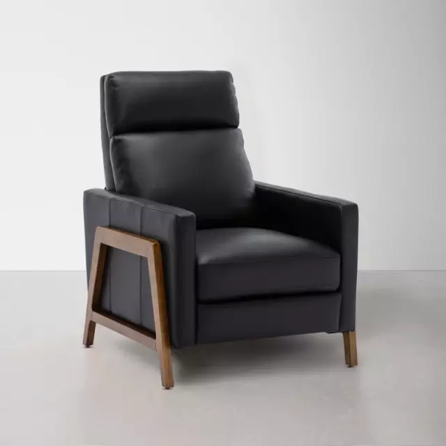 Leather Recliner Chair with Wooden Legs