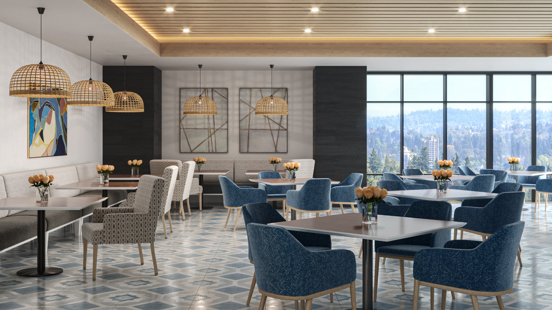 modular dining tables assisted living dining hall