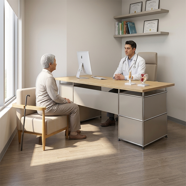 Healthcare Wooden Armchair with Cane Holder for Elderly Care & Hospital Patient Rooms