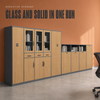 Wood Grain Metal Storage Cabinet Series with Glass and Solid Doors