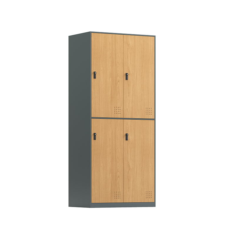 Wood Grain Metal Locker Cabinet with Ventilated Lockable Doors