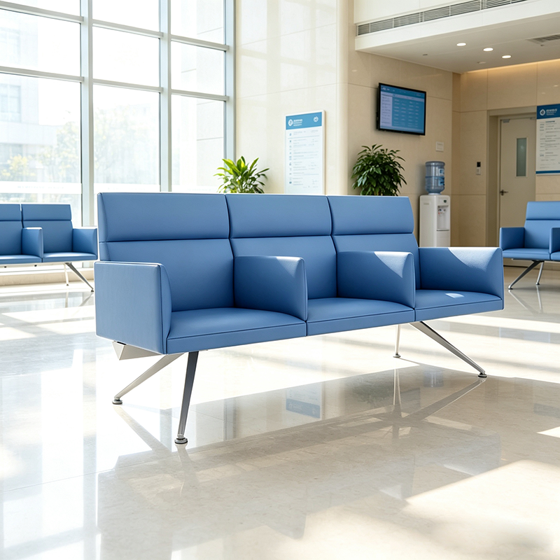 Hospital Waiting Room Chairs - 3-Seater PU Leather Reception Bench for Medical Lobby