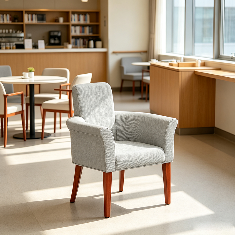 Senior Living Lounge Chairs - Upholstered Assisted Living Armchair and High-Back Nursing Home Patient Room Dining Seating