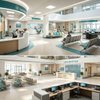 Medical Reception Desk Modern Wood Grain Nurse Station with Integrated Cable Management