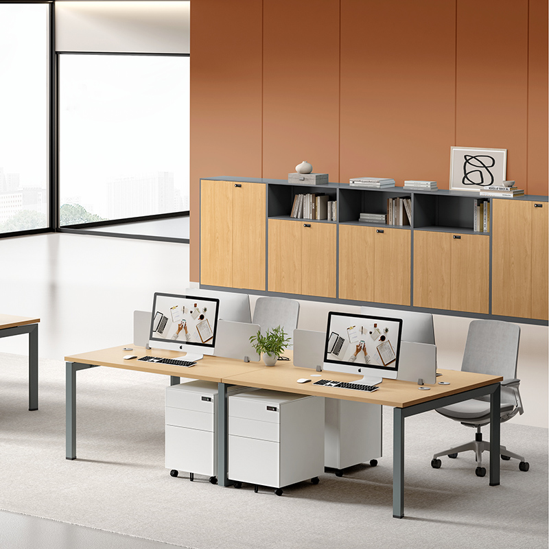 Wood Grain Metal Storage Cabinet Series with Glass and Solid Doors
