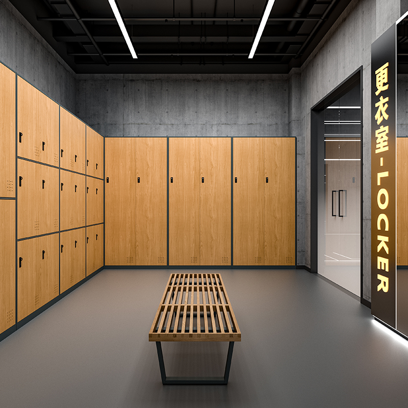 Wood Grain Metal Locker Cabinet with Ventilated Lockable Doors
