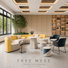 Round Seating Group for Office Atriums — Arc Sofa, Quilted Tables, Shell Chairs