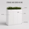 Desk-Side Metal Storage Cabinet with Swing Doors and Planter Top