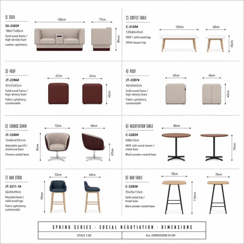 Leather Office Sofa & Lounge Seating Set for Office Rest Areas