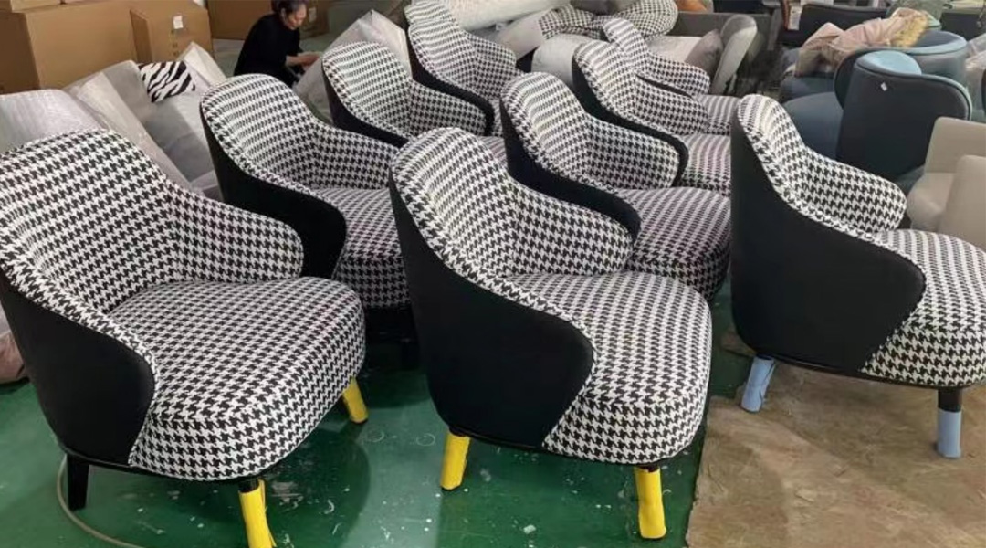 Upholstered chairs in the public waiting area at the exit to Nigerian hospitals