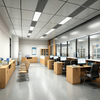 Hospital Reception Desk - Modern Wood Grain Medical Billing & Clinic Information Counter