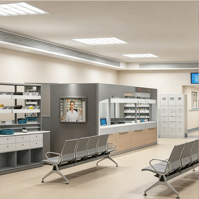 Hospital Medicine Dispensing Counter - Modular Integrated Pharmacy Service Station