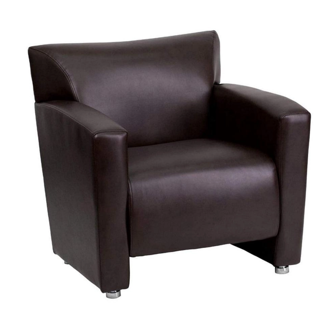Modern Brown Leather Modular Reception Seating Chair