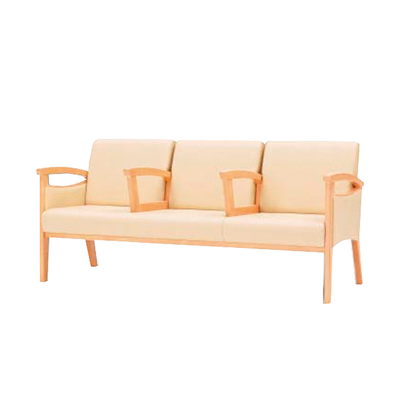 Hospital Waiting Sofa with Armrest Dividers | Solid Wood Medical Lounge Seating for Clinics & Senior Living