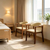 Senior Living Dining Chairs - Wood Grain Metal Assisted Living Armchairs and Nursing Home Patient Room Seating