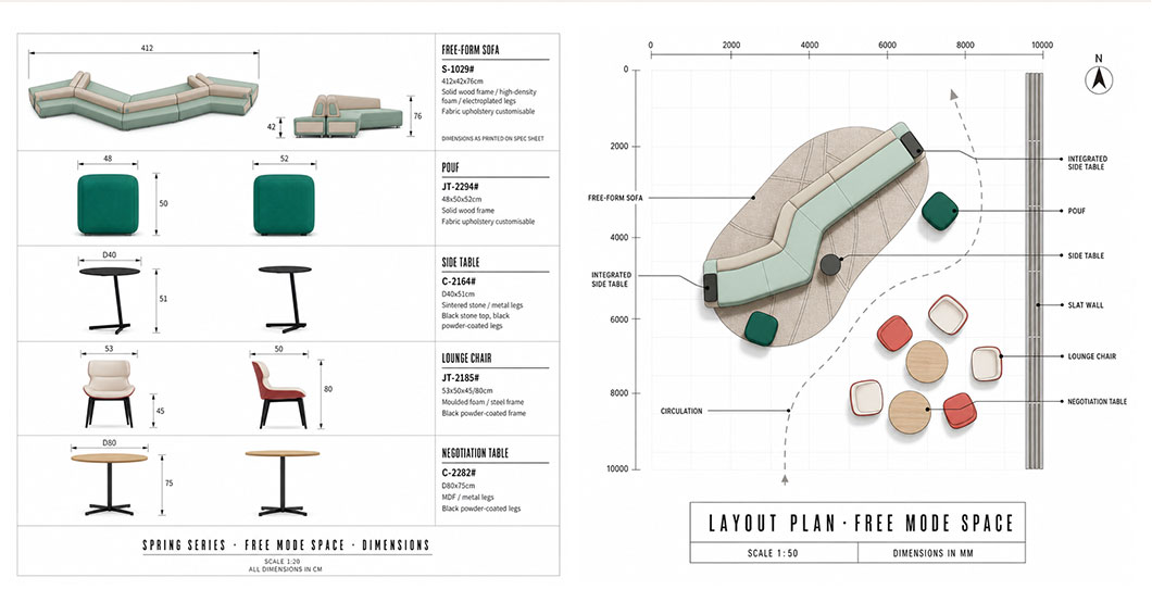 Modular free-form lounge seating