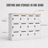 Metal Locker Cabinet with Numbered Slots and Wood Top