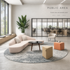 Organic Curve Lounge Sofa Set with Moveable Poufs for Public Areas