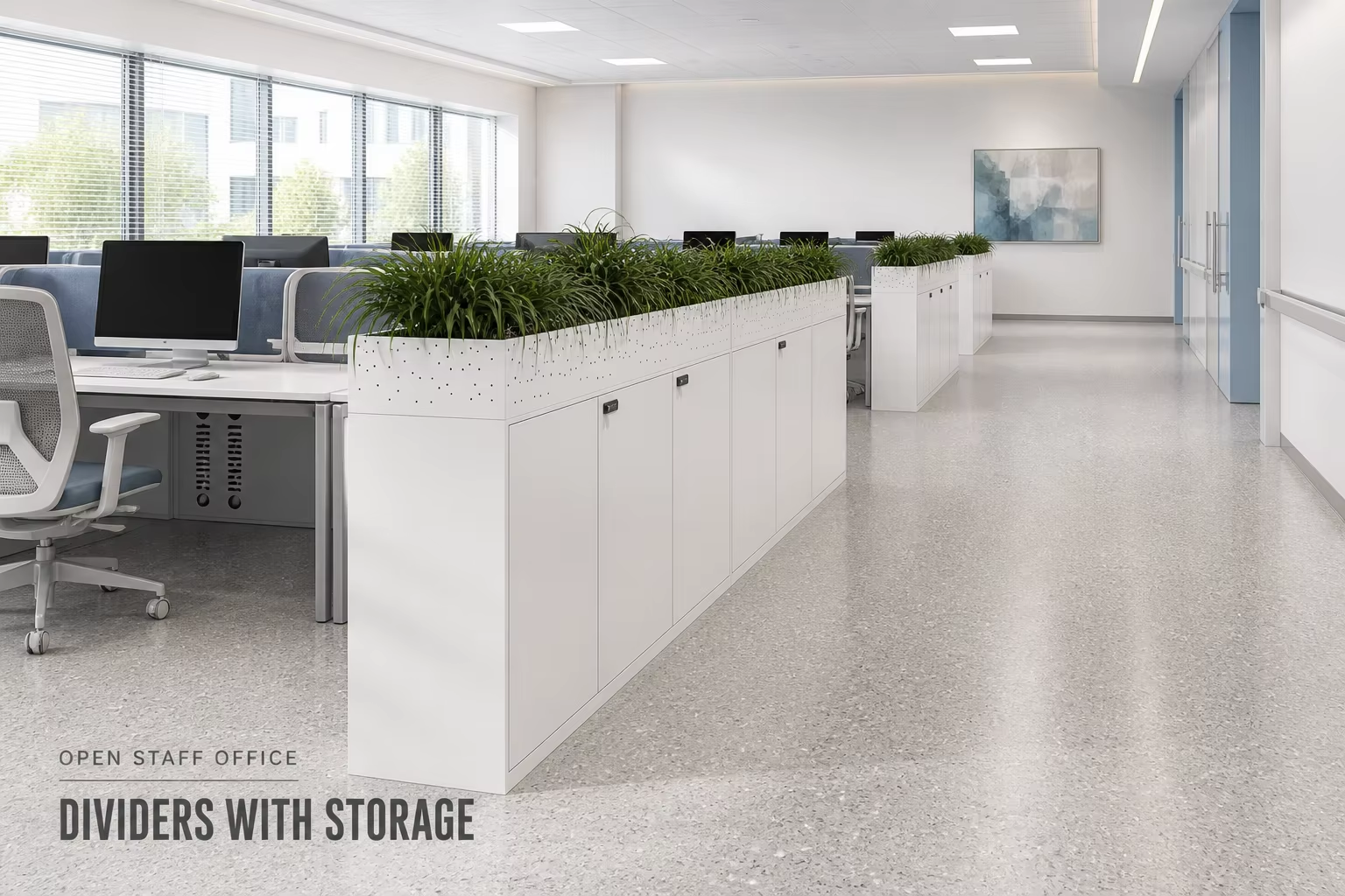 desk-side metal storage cabinet with a planter top divider metal storage cabinet