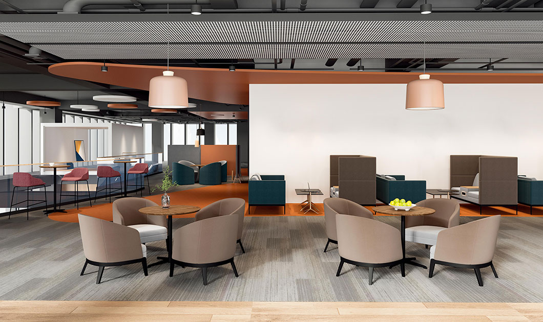 freestanding upholstered screen partition for office privacy Spring-Series-Public-area