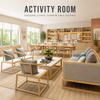  Senior Living Furniture Set with Japanese Style Solid Wood Curved Armrest Chairs for Healthcare Reception