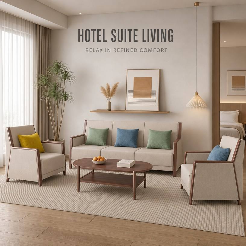 Cream Fabric Hospital Waiting Room Lounge Sofa Set for Senior Living Healthcare Reception