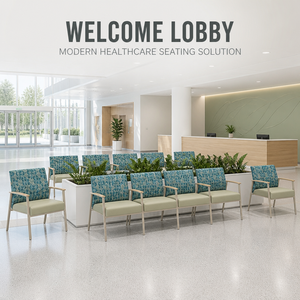 Senior Care Waiting Room Chairs with Solid Wood Armrests for Clinic Reception
