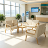 Waiting Room Chairs for Hospital - Modular Solid Wood PU Leather Clinic Reception Seating Bench with Integrated Tea Table