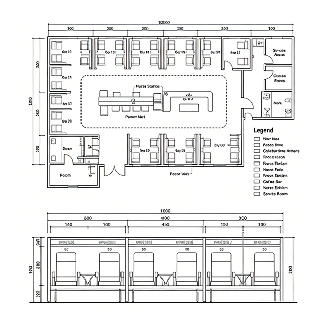 Privacy Hospital Infusion Seating with Integrated Equipment Channel and Antimicrobial Fabric