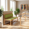 Hospital Waiting Bench with Upholstered Cushion | Solid Wood Medical Seating for Clinics & Nursing Homes