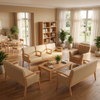Hospital Waiting Sofa with Armrest Dividers | Solid Wood Medical Lounge Seating for Clinics & Senior Living