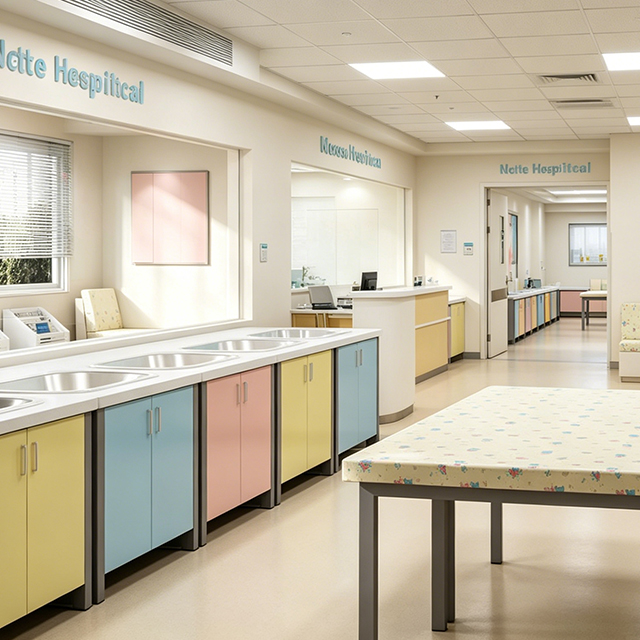Integrated Hospital Baby Washing Room Furniture Set - Seamless Neonatal Bathing Stations & Medical Infant Care Tables