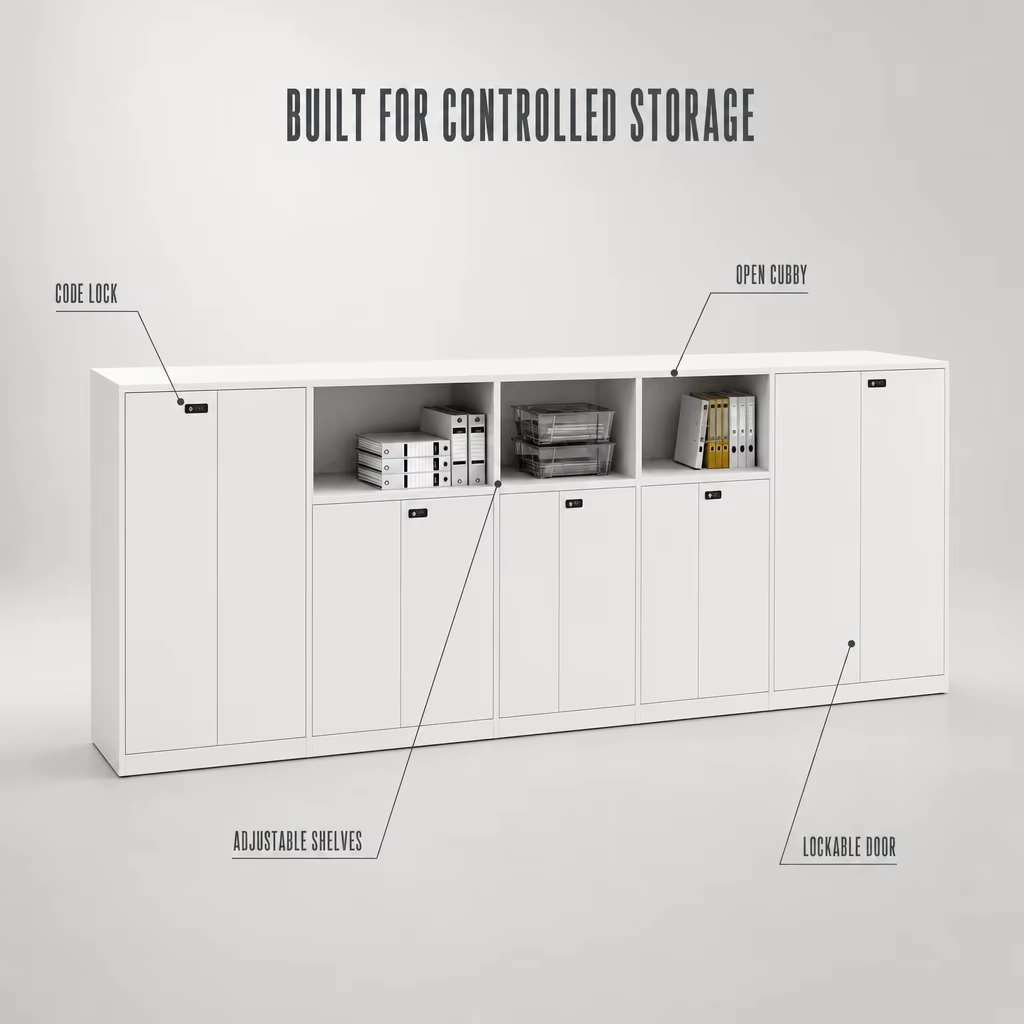 Lockable Metal Storage Cabinet with Code Lock and Adjustable Shelves