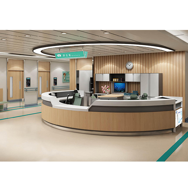 Custom Hospital Nurse Station Reception Desk Furniture - Anti-microbial Solid Surface Medical Clinic Consultation Counters