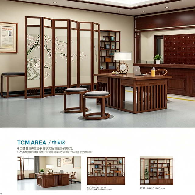 Medicine Clinic Furniture Set - Premium Traditional Chinese Solid Wood TCM Consultation Desks & Acupuncture Treatment Beds