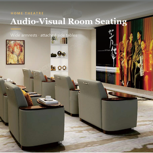 Audio-Visual Room Seating with Wide Arms and Attached Side Tables